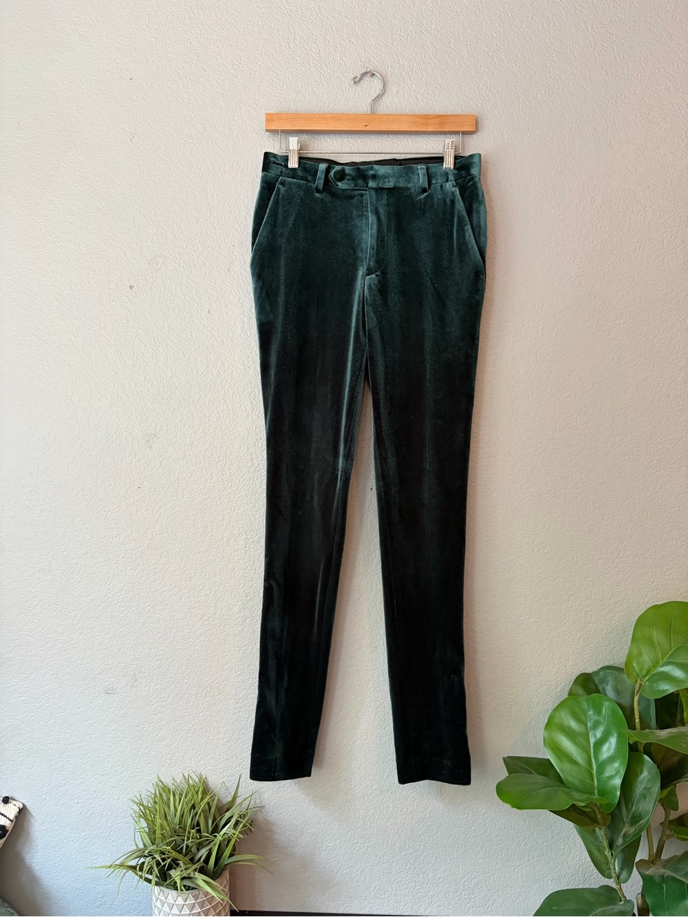 ASOS Dark Green Velvet Trousers Size 28